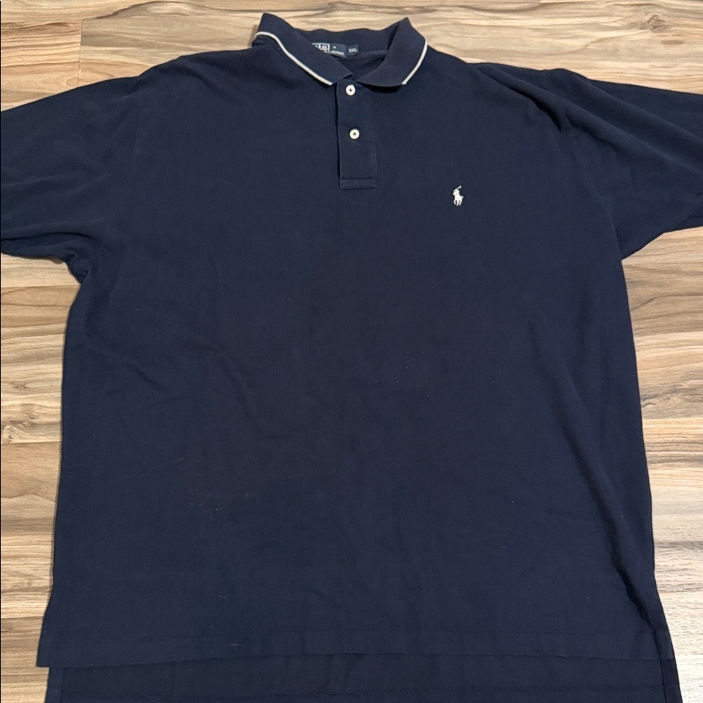 Polo Ralph Lauren Shirt Mens XXL Navy Grey Print Pony Soft Touch Cotton